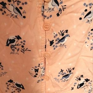 Light Pink Button Up Dress with Bluebirds